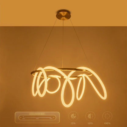 GLOW KLV-101-0164 Κρεμαστό Φωτιστικό Οροφής LED 69W 6900lm 360° AC 220-240V IP20 Ρυθμιζόμενο Λευκό CCT με Χειριστήριο από 2700K έως 6000K Dimmable - Lumileds SMD Chip - Χρυσό Πλατίνα - Μ100 x Π100 x Υ40