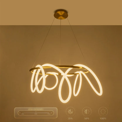 GLOW KLV-101-0164 Κρεμαστό Φωτιστικό Οροφής LED 69W 6900lm 360° AC 220-240V IP20 Ρυθμιζόμενο Λευκό CCT με Χειριστήριο από 2700K έως 6000K Dimmable - Lumileds SMD Chip - Χρυσό Πλατίνα - Μ100 x Π100 x Υ40