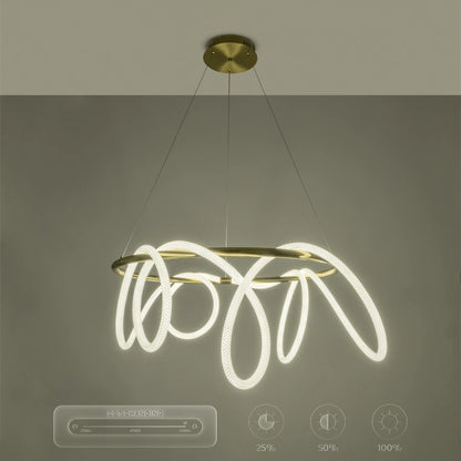 GLOW KLV-101-0164 Κρεμαστό Φωτιστικό Οροφής LED 69W 6900lm 360° AC 220-240V IP20 Ρυθμιζόμενο Λευκό CCT με Χειριστήριο από 2700K έως 6000K Dimmable - Lumileds SMD Chip - Χρυσό Πλατίνα - Μ100 x Π100 x Υ40