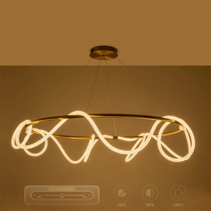 GLOW KLV-101-0165 Κρεμαστό Φωτιστικό Οροφής LED 100W 10000lm 360° AC 220-240V IP20 Ρυθμιζόμενο Λευκό CCT με Χειριστήριο από 2700K έως 6000K Dimmable - Lumileds SMD Chip - Χρυσό Πλατίνα - Μ150 x Π150 x Υ100