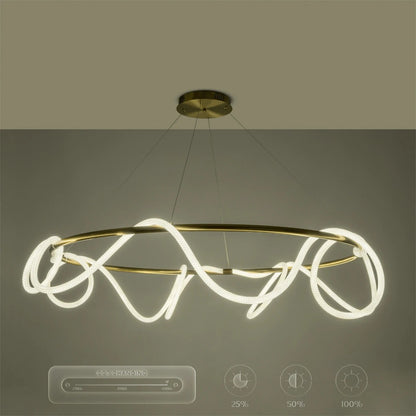 GLOW KLV-101-0165 Κρεμαστό Φωτιστικό Οροφής LED 100W 10000lm 360° AC 220-240V IP20 Ρυθμιζόμενο Λευκό CCT με Χειριστήριο από 2700K έως 6000K Dimmable - Lumileds SMD Chip - Χρυσό Πλατίνα - Μ150 x Π150 x Υ100