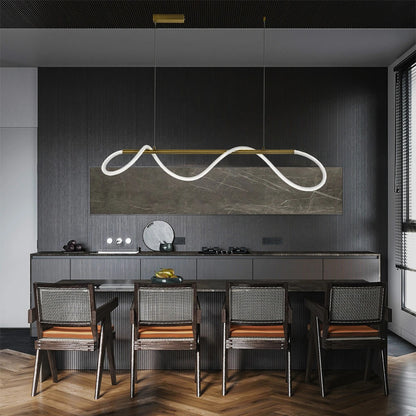 GLOW KLV-101-0166 Κρεμαστό Φωτιστικό Οροφής LED 34W 3400lm 360° AC 220-240V IP20 Ρυθμιζόμενο Λευκό CCT με Χειριστήριο από 2700K έως 6000K Dimmable - Lumileds SMD Chip - Χρυσό Πλατίνα - Μ140 x Π40 x Υ30