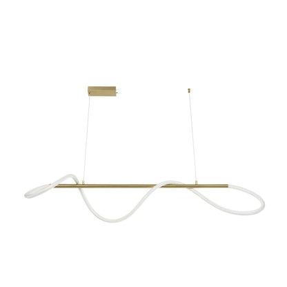 GLOW KLV-101-0166 Κρεμαστό Φωτιστικό Οροφής LED 34W 3400lm 360° AC 220-240V IP20 Ρυθμιζόμενο Λευκό CCT με Χειριστήριο από 2700K έως 6000K Dimmable - Lumileds SMD Chip - Χρυσό Πλατίνα - Μ140 x Π40 x Υ30