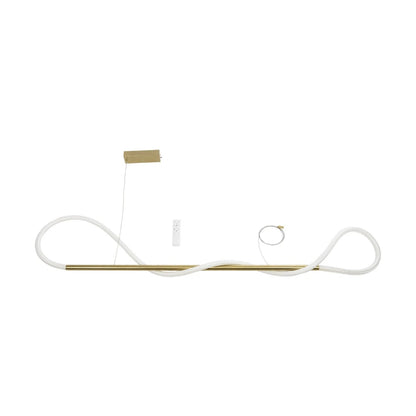 GLOW KLV-101-0166 Κρεμαστό Φωτιστικό Οροφής LED 34W 3400lm 360° AC 220-240V IP20 Ρυθμιζόμενο Λευκό CCT με Χειριστήριο από 2700K έως 6000K Dimmable - Lumileds SMD Chip - Χρυσό Πλατίνα - Μ140 x Π40 x Υ30