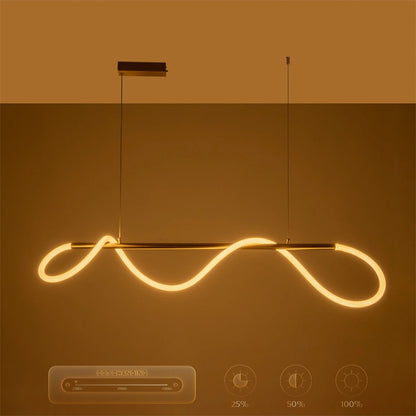 GLOW KLV-101-0166 Κρεμαστό Φωτιστικό Οροφής LED 34W 3400lm 360° AC 220-240V IP20 Ρυθμιζόμενο Λευκό CCT με Χειριστήριο από 2700K έως 6000K Dimmable - Lumileds SMD Chip - Χρυσό Πλατίνα - Μ140 x Π40 x Υ30