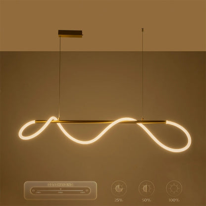 GLOW KLV-101-0166 Κρεμαστό Φωτιστικό Οροφής LED 34W 3400lm 360° AC 220-240V IP20 Ρυθμιζόμενο Λευκό CCT με Χειριστήριο από 2700K έως 6000K Dimmable - Lumileds SMD Chip - Χρυσό Πλατίνα - Μ140 x Π40 x Υ30