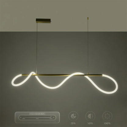 GLOW KLV-101-0166 Κρεμαστό Φωτιστικό Οροφής LED 34W 3400lm 360° AC 220-240V IP20 Ρυθμιζόμενο Λευκό CCT με Χειριστήριο από 2700K έως 6000K Dimmable - Lumileds SMD Chip - Χρυσό Πλατίνα - Μ140 x Π40 x Υ30