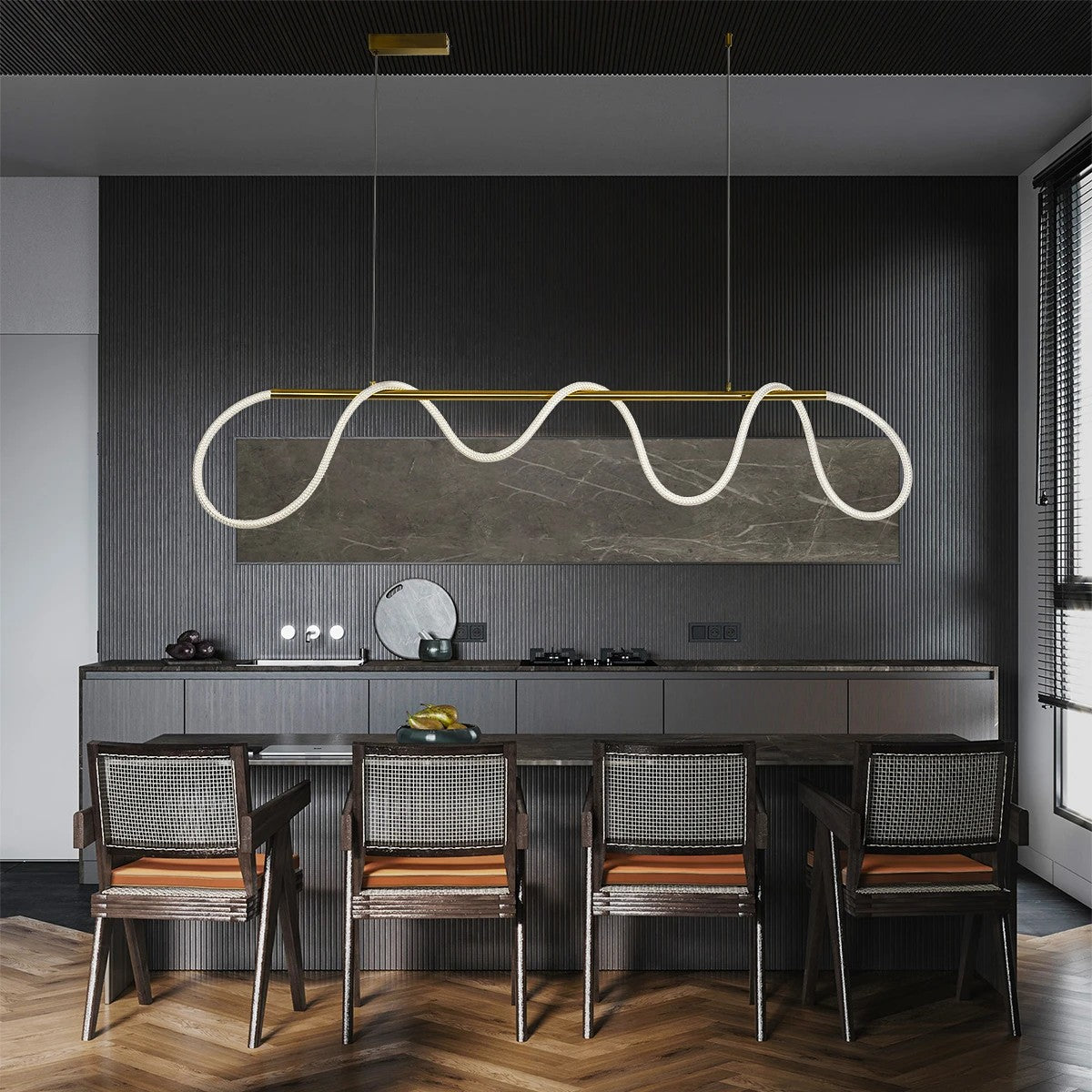 GLOW KLV-101-0167 Κρεμαστό Φωτιστικό Οροφής LED 45W 4500lm 360° AC 220-240V IP20 Ρυθμιζόμενο Λευκό CCT με Χειριστήριο από 2700K έως 6000K Dimmable - Lumileds SMD Chip - Χρυσό Πλατίνα - Μ180 x Π30 x Υ40