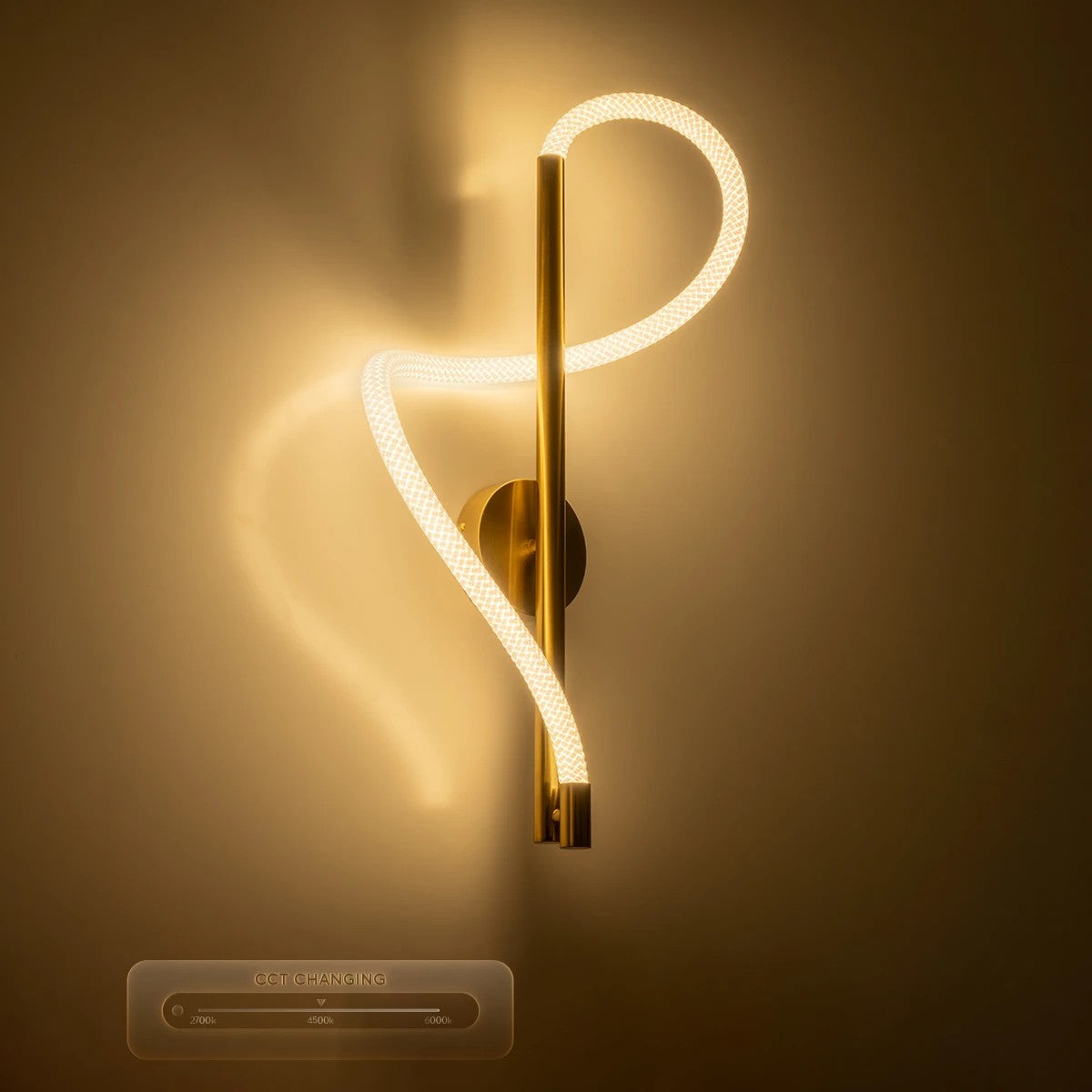 GLOW KLV-101-0168 Φωτιστικό Τοίχου / Απλίκα LED 24W 2400lm 360° AC 220-240V IP20 Ρυθμιζόμενο Λευκό CCT με On/Off 2700K/4500K/6000K - Lumileds SMD Chip - Χρυσό Πλατίνα - Μ30 x Π15 x Υ70