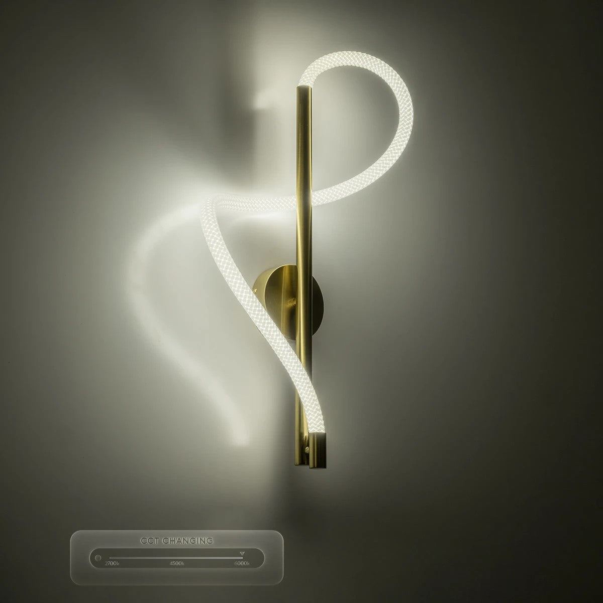 GLOW KLV-101-0168 Φωτιστικό Τοίχου / Απλίκα LED 24W 2400lm 360° AC 220-240V IP20 Ρυθμιζόμενο Λευκό CCT με On/Off 2700K/4500K/6000K - Lumileds SMD Chip - Χρυσό Πλατίνα - Μ30 x Π15 x Υ70