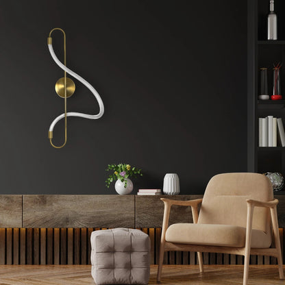 GLOW KLV-101-0169 Φωτιστικό Τοίχου / Απλίκα LED 18W 1800lm 360° AC 220-240V IP20 Ρυθμιζόμενο Λευκό CCT με On/Off 2700K/4500K/6000K - Lumileds SMD Chip - Χρυσό Πλατίνα - Μ30 x Π15 x Υ70