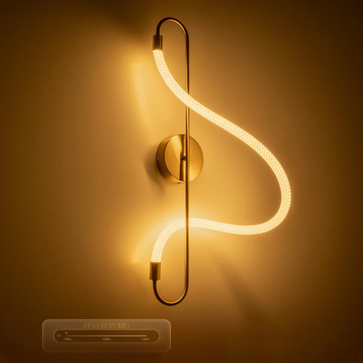 GLOW KLV-101-0169 Φωτιστικό Τοίχου / Απλίκα LED 18W 1800lm 360° AC 220-240V IP20 Ρυθμιζόμενο Λευκό CCT με On/Off 2700K/4500K/6000K - Lumileds SMD Chip - Χρυσό Πλατίνα - Μ30 x Π15 x Υ70