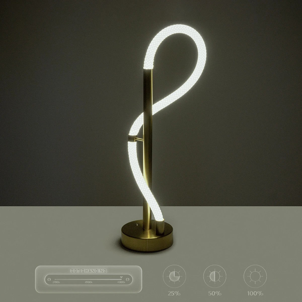 GLOW KLV-101-0172 Επιτραπέζιο Φωτιστικό Πορτατίφ LED 18W 1800lm 360° AC 220-240V IP20 Ρυθμιζόμενο Λευκό CCT με Αφή 2700K/4500K/6000K Dimmable - Lumileds SMD Chip - Χρυσό Πλατίνα - Μ30 x Π30 x Υ60