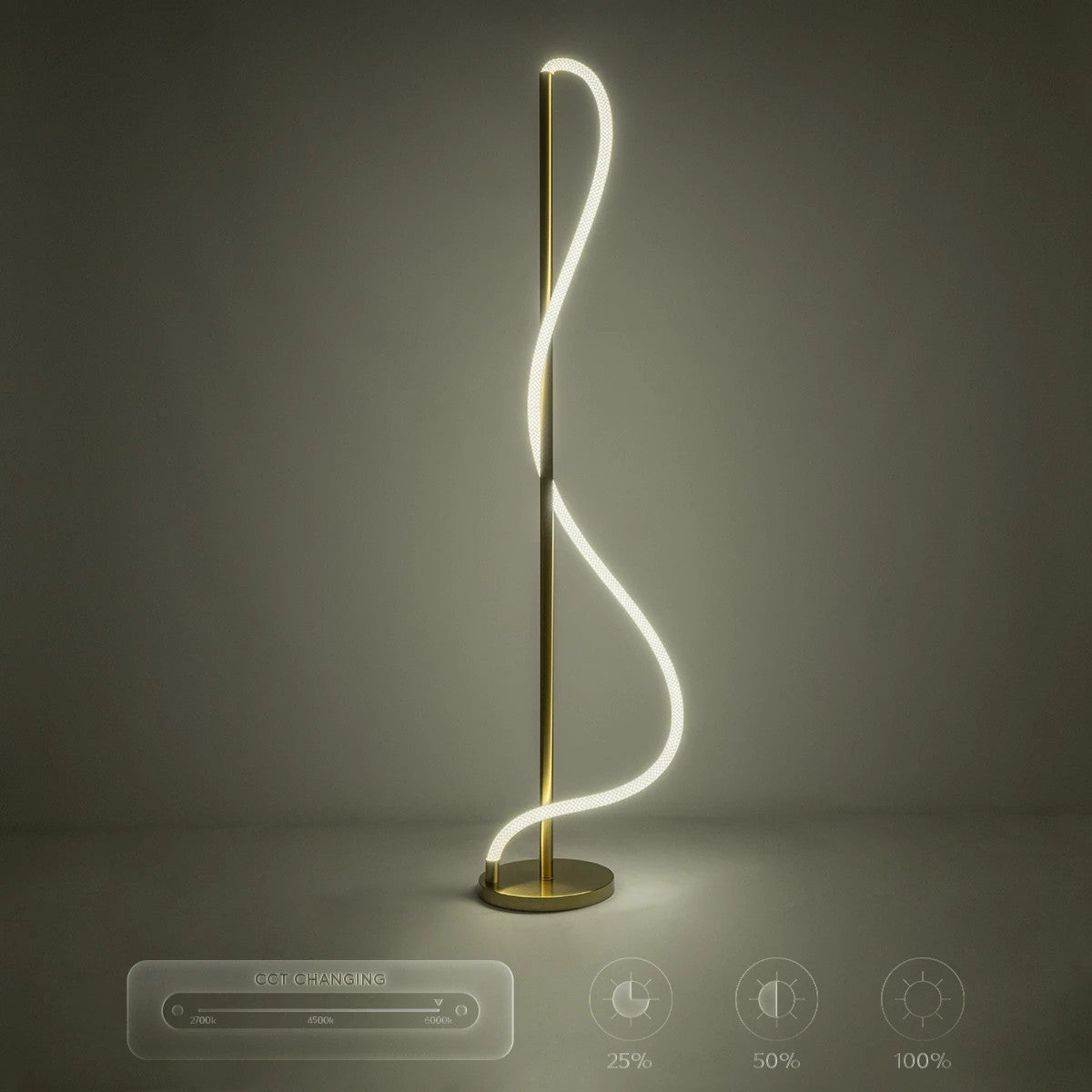 GLOW KLV-101-0173 Επιδαπέδιο Φωτιστικό LED 30W 3000lm 360° AC 220-240V IP20 Ρυθμιζόμενο Λευκό CCT με Αφή 2700K/4500K/6000K Dimmable - Lumileds SMD Chip - Χρυσό Πλατίνα - Μ45 x Π45 x Υ160