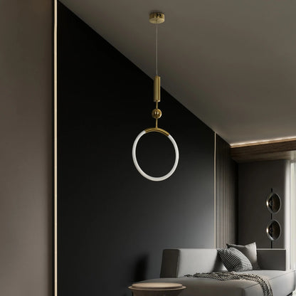 GLOW KLV-101-0175 Κρεμαστό Φωτιστικό Οροφής LED 18W 1800lm 360° AC 220-240V IP20 Ρυθμιζόμενο Λευκό CCT με On/Off 2700K/4500K/6000K - Lumileds SMD Chip - Χρυσό Πλατίνα - Μ30 x Π6 x Υ60