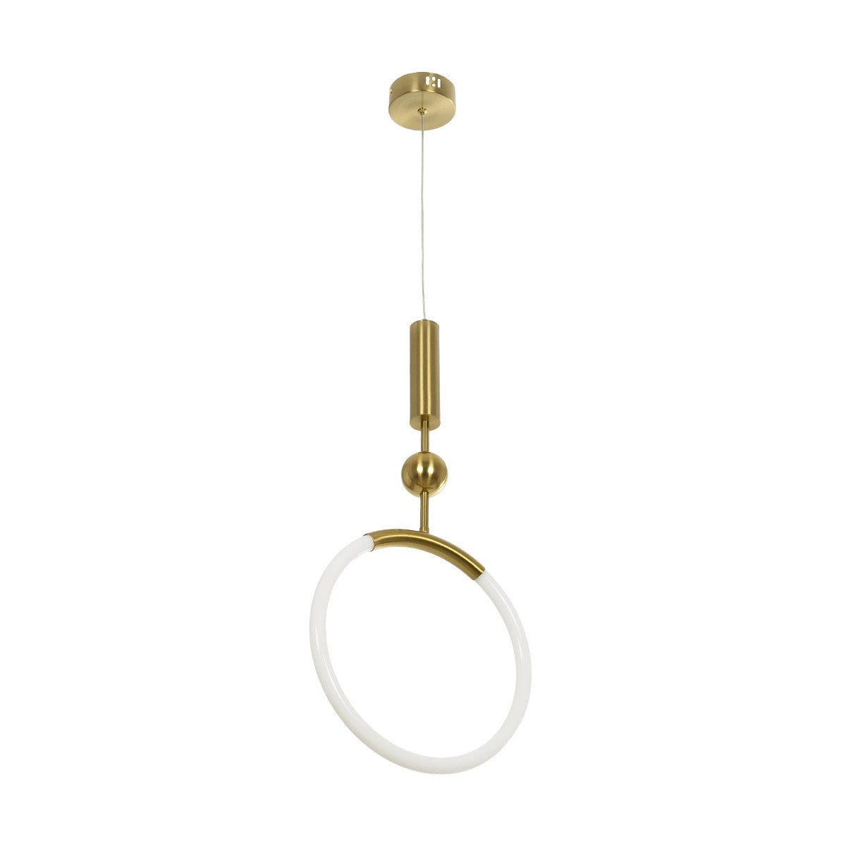 GLOW KLV-101-0175 Κρεμαστό Φωτιστικό Οροφής LED 18W 1800lm 360° AC 220-240V IP20 Ρυθμιζόμενο Λευκό CCT με On/Off 2700K/4500K/6000K - Lumileds SMD Chip - Χρυσό Πλατίνα - Μ30 x Π6 x Υ60