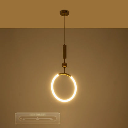 GLOW KLV-101-0175 Κρεμαστό Φωτιστικό Οροφής LED 18W 1800lm 360° AC 220-240V IP20 Ρυθμιζόμενο Λευκό CCT με On/Off 2700K/4500K/6000K - Lumileds SMD Chip - Χρυσό Πλατίνα - Μ30 x Π6 x Υ60