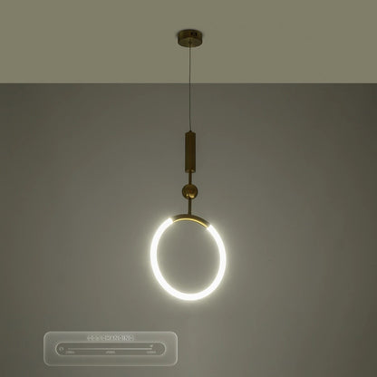 GLOW KLV-101-0175 Κρεμαστό Φωτιστικό Οροφής LED 18W 1800lm 360° AC 220-240V IP20 Ρυθμιζόμενο Λευκό CCT με On/Off 2700K/4500K/6000K - Lumileds SMD Chip - Χρυσό Πλατίνα - Μ30 x Π6 x Υ60