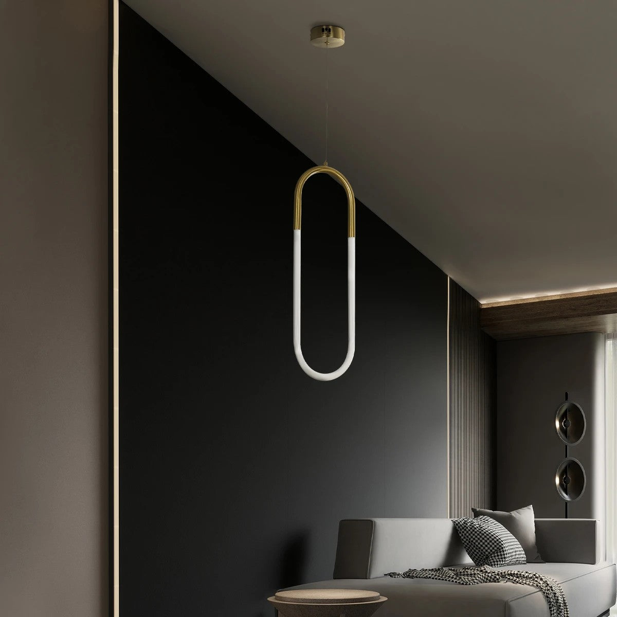 GLOW KLV-101-0176 Κρεμαστό Φωτιστικό Οροφής LED 18W 1800lm 360° AC 220-240V IP20 Ρυθμιζόμενο Λευκό CCT με On/Off 2700K/4500K/6000K - Lumileds SMD Chip - Χρυσό Πλατίνα - Μ20 x Π2.5 x Υ60