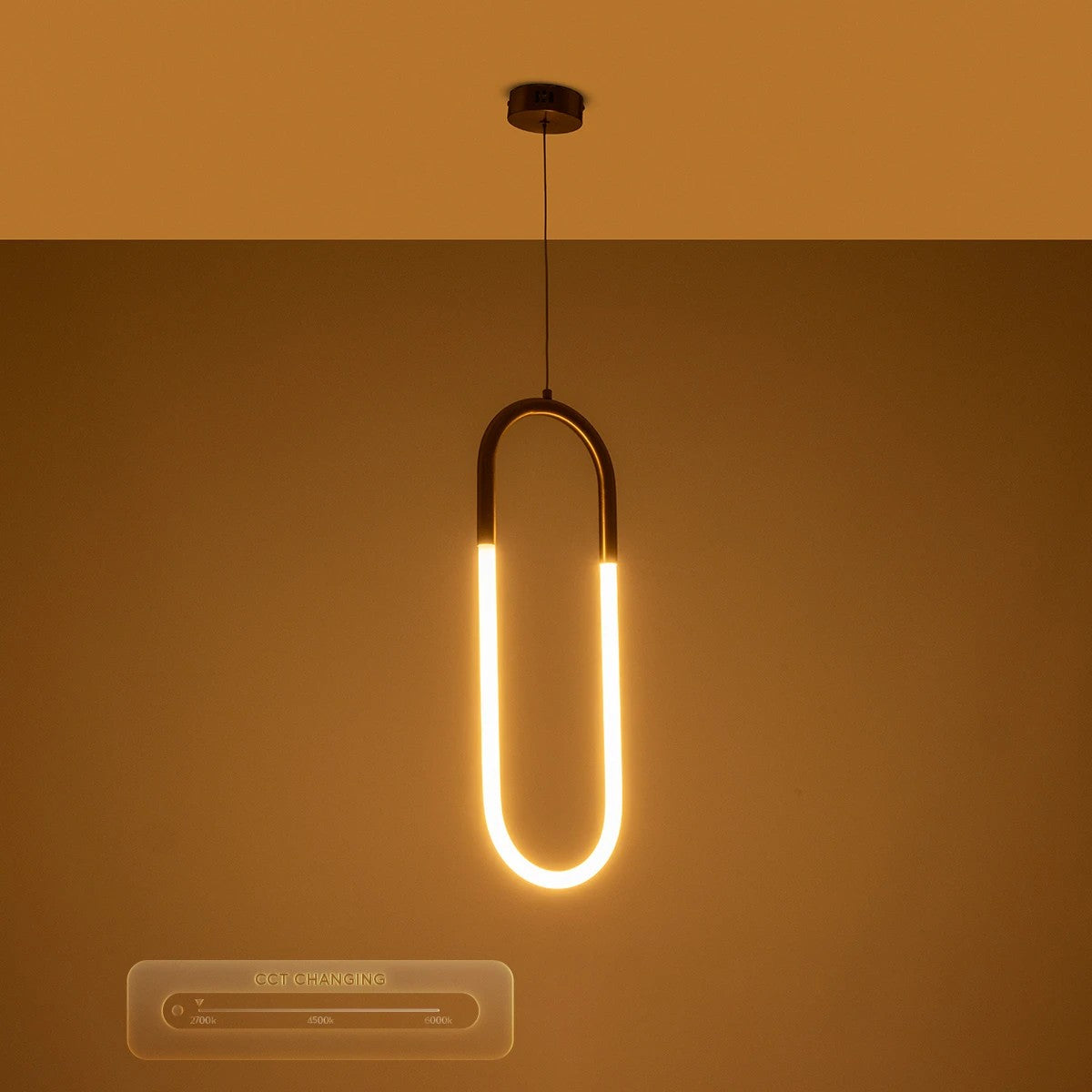 GLOW KLV-101-0176 Κρεμαστό Φωτιστικό Οροφής LED 18W 1800lm 360° AC 220-240V IP20 Ρυθμιζόμενο Λευκό CCT με On/Off 2700K/4500K/6000K - Lumileds SMD Chip - Χρυσό Πλατίνα - Μ20 x Π2.5 x Υ60