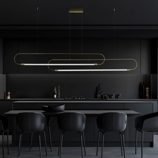 GLOW KLV-101-0178 Κρεμαστό Φωτιστικό Οροφής LED 28W 2800lm 360° AC 220-240V IP20 Ρυθμιζόμενο Λευκό CCT με Χειριστήριο από 2700K έως 6000K Dimmable - Lumileds SMD Chip - Χρυσό Πλατίνα - Μ167 x Π7 x Υ24