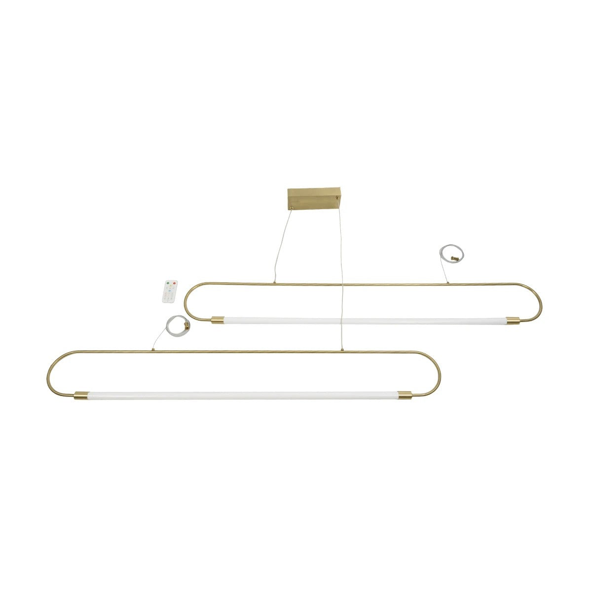 GLOW KLV-101-0178 Κρεμαστό Φωτιστικό Οροφής LED 28W 2800lm 360° AC 220-240V IP20 Ρυθμιζόμενο Λευκό CCT με Χειριστήριο από 2700K έως 6000K Dimmable - Lumileds SMD Chip - Χρυσό Πλατίνα - Μ167 x Π7 x Υ24