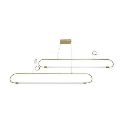 GLOW KLV-101-0178 Κρεμαστό Φωτιστικό Οροφής LED 28W 2800lm 360° AC 220-240V IP20 Ρυθμιζόμενο Λευκό CCT με Χειριστήριο από 2700K έως 6000K Dimmable - Lumileds SMD Chip - Χρυσό Πλατίνα - Μ167 x Π7 x Υ24