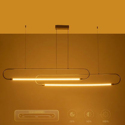 GLOW KLV-101-0178 Κρεμαστό Φωτιστικό Οροφής LED 28W 2800lm 360° AC 220-240V IP20 Ρυθμιζόμενο Λευκό CCT με Χειριστήριο από 2700K έως 6000K Dimmable - Lumileds SMD Chip - Χρυσό Πλατίνα - Μ167 x Π7 x Υ24