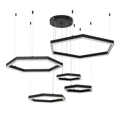 LEXAGON KLV-101-0179 Κρεμαστό Φωτιστικό Οροφής LED 120W 12000lm 200° AC 220-240V IP20 Ρυθμιζόμενο Λευκό CCT με Χειριστήριο από 2700K έως 6000K Dimmable - Lumileds SMD Chip - Μαύρο Ματ - Μ110 x Π90 x Υ110