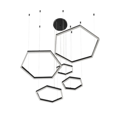 LEXAGON KLV-101-0179 Κρεμαστό Φωτιστικό Οροφής LED 120W 12000lm 200° AC 220-240V IP20 Ρυθμιζόμενο Λευκό CCT με Χειριστήριο από 2700K έως 6000K Dimmable - Lumileds SMD Chip - Μαύρο Ματ - Μ110 x Π90 x Υ110