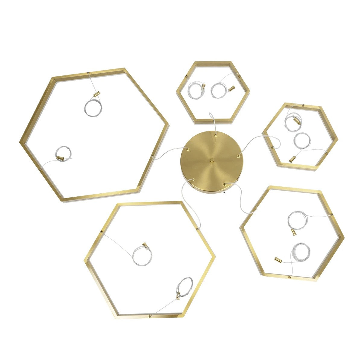 LEXAGON KLV-101-0180 Κρεμαστό Φωτιστικό Οροφής LED 120W 12000lm 200° AC 220-240V IP20 Ρυθμιζόμενο Λευκό CCT με Χειριστήριο από 2700K έως 6000K Dimmable - Lumileds SMD Chip - Χρυσό Πλατίνα - Μ110 x Π90 x Υ110