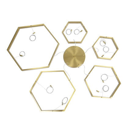 LEXAGON KLV-101-0180 Κρεμαστό Φωτιστικό Οροφής LED 120W 12000lm 200° AC 220-240V IP20 Ρυθμιζόμενο Λευκό CCT με Χειριστήριο από 2700K έως 6000K Dimmable - Lumileds SMD Chip - Χρυσό Πλατίνα - Μ110 x Π90 x Υ110