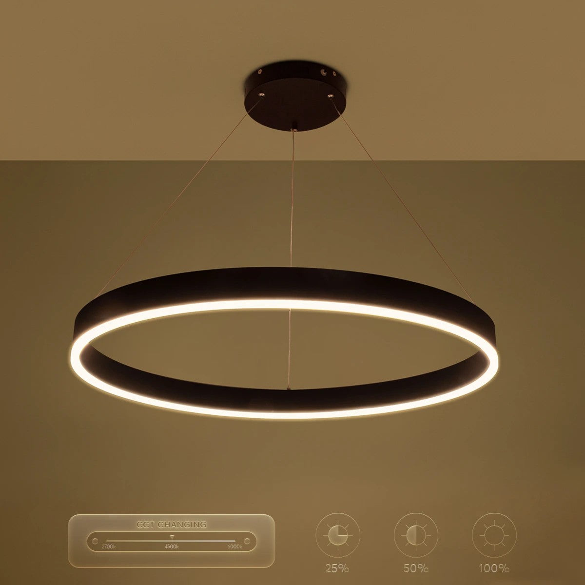 VENOM KLV-101-0190 Κρεμαστό Φωτιστικό Οροφής LED 67W 6700lm 120° AC 220-240V IP20 Ρυθμιζόμενο Λευκό CCT με Χειριστήριο από 2700K έως 6000K Dimmable - Lumileds SMD Chip - Μαύρο Ματ - Μ80 x Π80 x Υ6.5