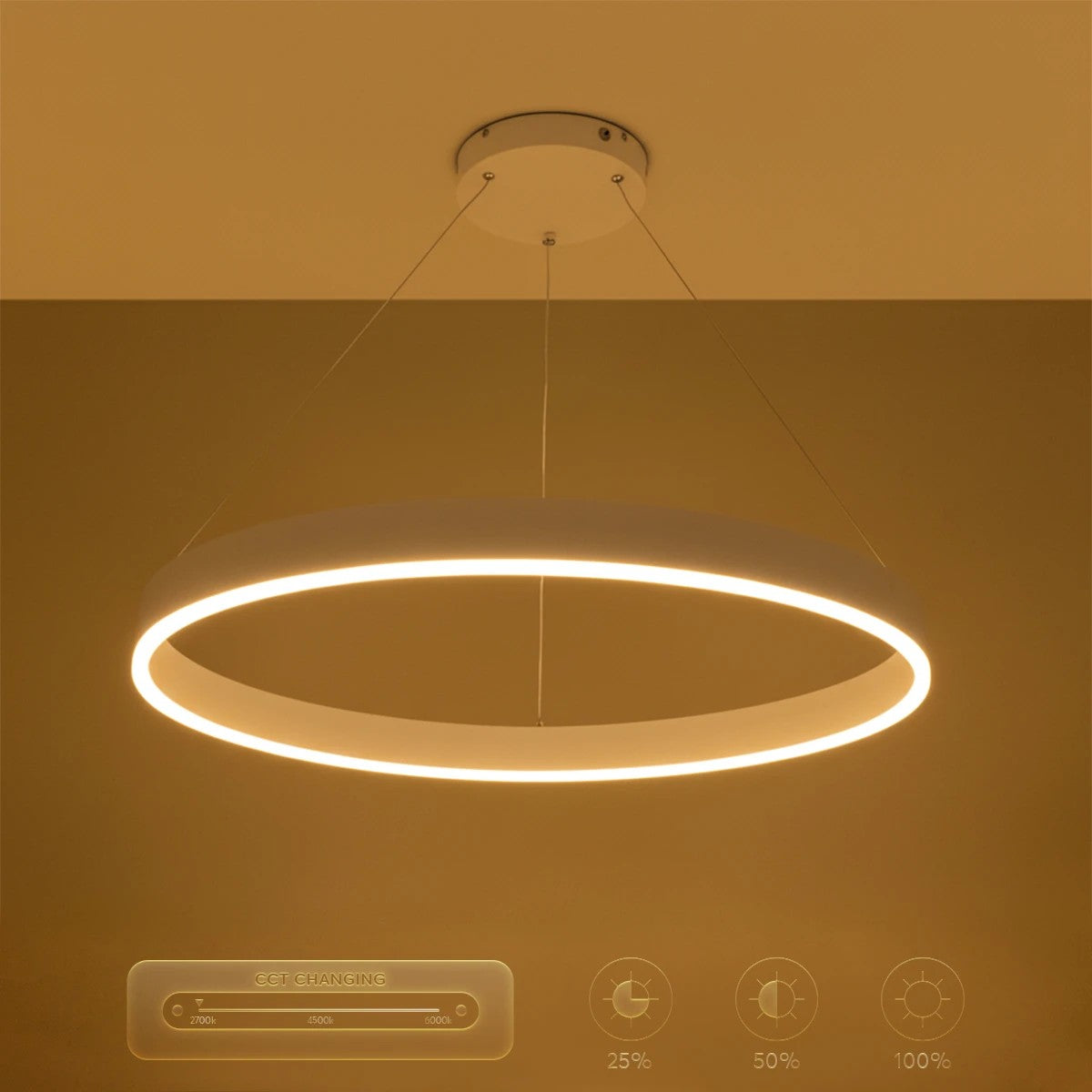 VENOM KLV-101-0191 Κρεμαστό Φωτιστικό Οροφής LED 67W 6700lm 120° AC 220-240V IP20 Ρυθμιζόμενο Λευκό CCT με Χειριστήριο από 2700K έως 6000K Dimmable - Lumileds SMD Chip - Λευκό Ματ - Μ80 x Π80 x Υ6.5