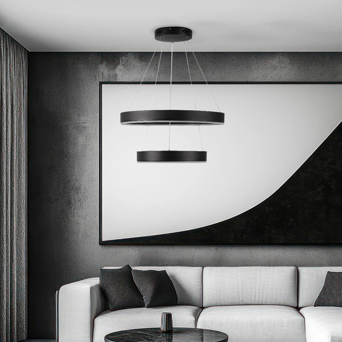 VENOM KLV-101-0196 Κρεμαστό Φωτιστικό Οροφής LED 75W 7500lm 120° AC 220-240V IP20 Ρυθμιζόμενο Λευκό CCT με Χειριστήριο από 2700K έως 6000K Dimmable - Lumileds SMD Chip - Μαύρο Ματ - Μ60 x Π60 x Υ40