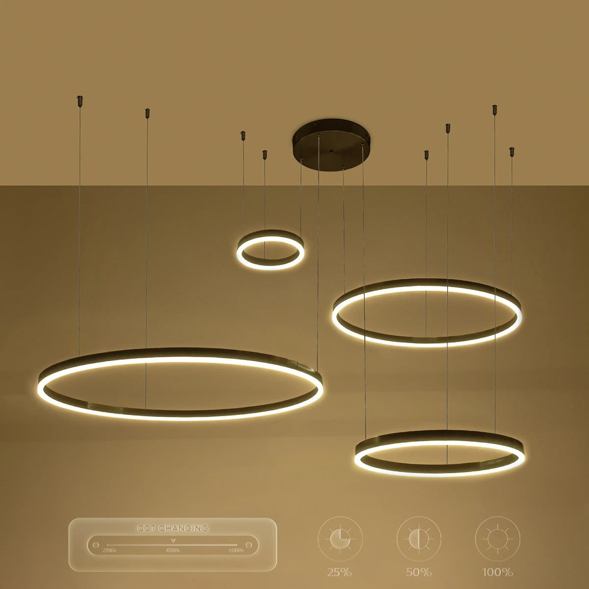 VENOM KLV-101-0202 Κρεμαστό Φωτιστικό Οροφής LED 150W 15000lm 120° AC 220-240V IP20 Ρυθμιζόμενο Λευκό CCT με Χειριστήριο από 2700K έως 6000K Dimmable - Lumileds SMD Chip - Μαύρο Ματ - Μ150 x Π90 x Υ60