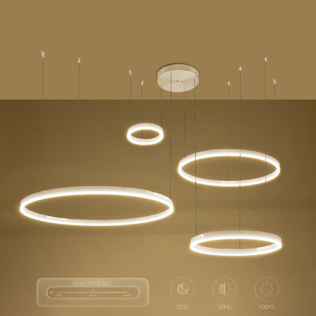 VENOM KLV-101-0203 Κρεμαστό Φωτιστικό Οροφής LED 150W 15000lm 120° AC 220-240V IP20 Ρυθμιζόμενο Λευκό CCT με Χειριστήριο από 2700K έως 6000K Dimmable - Lumileds SMD Chip - Λευκό Ματ - Μ150 x Π90 x Υ60