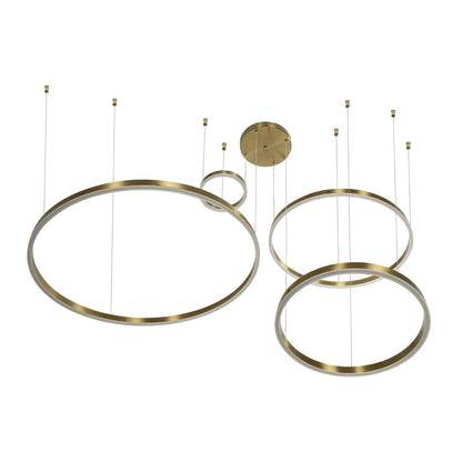 kelvo® VENOM KLV-101-0204 Κρεμαστό Φωτιστικό Οροφής LED 150W 15000lm 120° AC 220-240V IP20 Ρυθμιζόμενο Λευκό CCT με Χειριστήριο από 2700K έως 6000K Dimmable - Lumileds SMD Chip - Χρυσό Πλατίνα - Μ150 x Π90 x Υ60