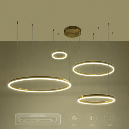 kelvo® VENOM KLV-101-0204 Κρεμαστό Φωτιστικό Οροφής LED 150W 15000lm 120° AC 220-240V IP20 Ρυθμιζόμενο Λευκό CCT με Χειριστήριο από 2700K έως 6000K Dimmable - Lumileds SMD Chip - Χρυσό Πλατίνα - Μ150 x Π90 x Υ60