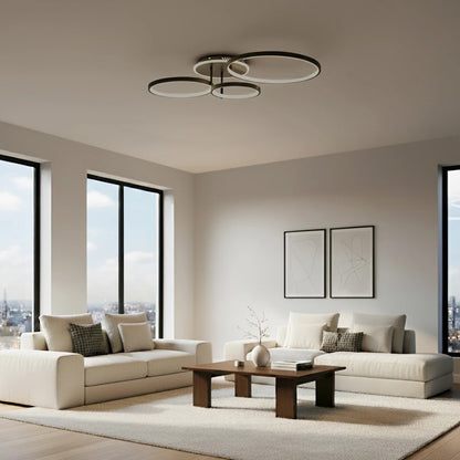 NEMESIS KLV-101-0205 Φωτιστικό Οροφής LED 98W 9800lm 360° AC 220-240V IP20 Ρυθμιζόμενο Λευκό CCT με Χειριστήριο από 2700K έως 6000K Dimmable - Lumileds SMD Chip - Μαύρο Ματ - Μ89 x Π60 x Υ19