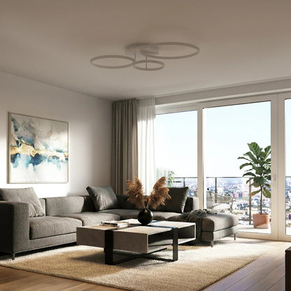 NEMESIS KLV-101-0206 Φωτιστικό Οροφής LED 98W 9800lm 360° AC 220-240V IP20 Ρυθμιζόμενο Λευκό CCT με Χειριστήριο από 2700K έως 6000K Dimmable - Lumileds SMD Chip - Λευκό Ματ - Μ89 x Π60 x Υ19