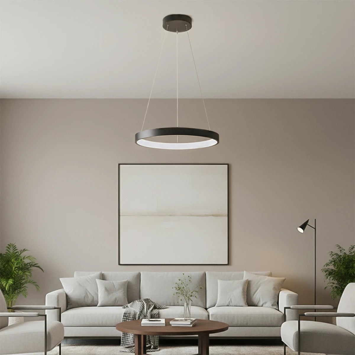 NEMESIS KLV-101-0208 Κρεμαστό Φωτιστικό Οροφής LED 45W 4500lm 180° AC 220-240V IP20 Ρυθμιζόμενο Λευκό CCT με Χειριστήριο από 2700K έως 6000K Dimmable - Lumileds SMD Chip - Μαύρο Ματ - Μ60 x Π60 x Υ4