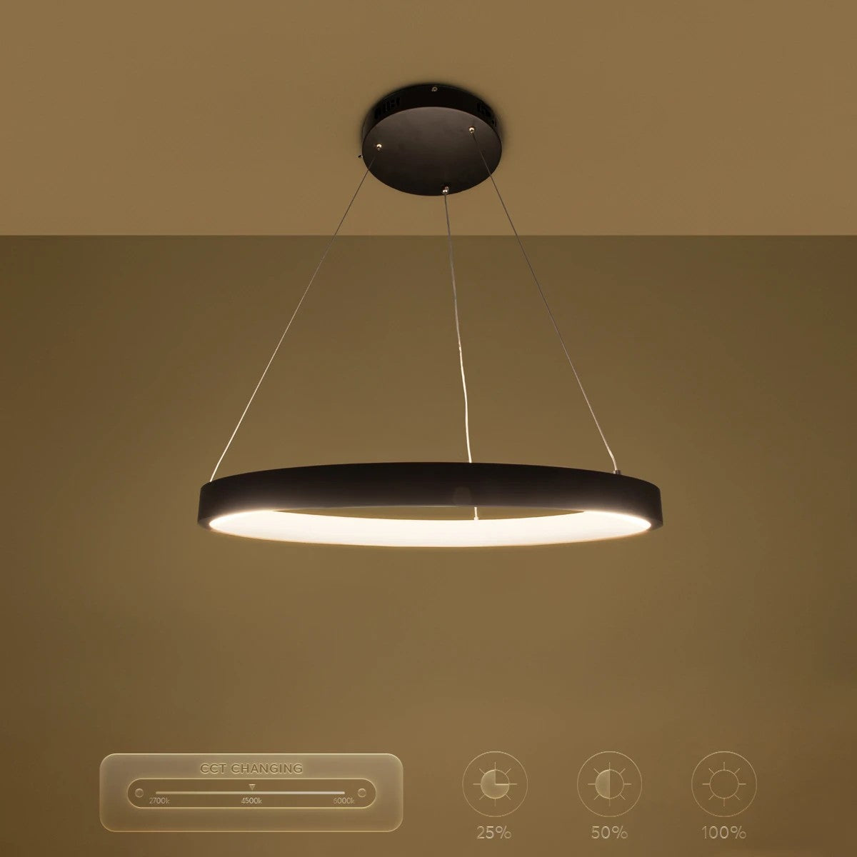 NEMESIS KLV-101-0208 Κρεμαστό Φωτιστικό Οροφής LED 45W 4500lm 180° AC 220-240V IP20 Ρυθμιζόμενο Λευκό CCT με Χειριστήριο από 2700K έως 6000K Dimmable - Lumileds SMD Chip - Μαύρο Ματ - Μ60 x Π60 x Υ4