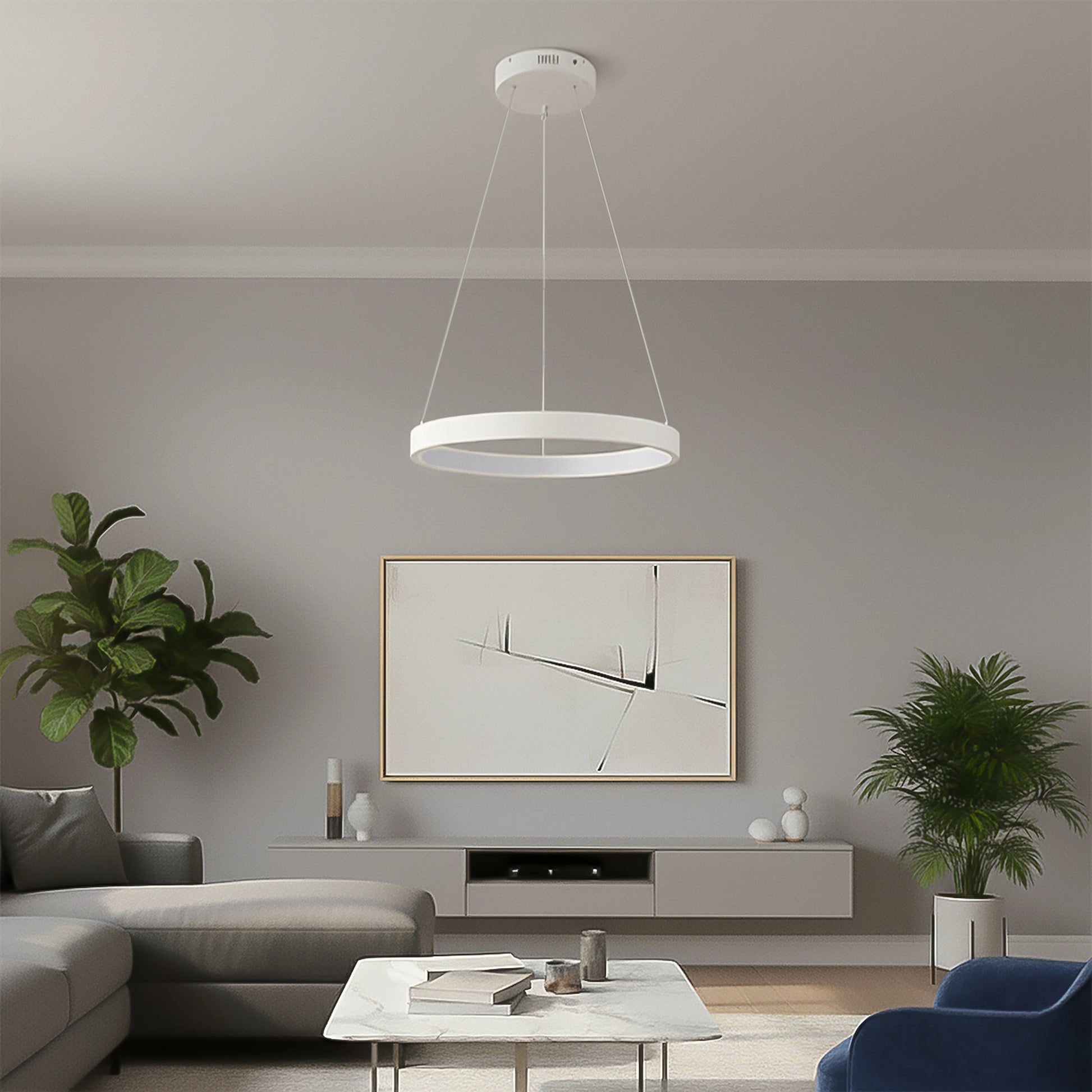 NEMESIS KLV-101-0209 Κρεμαστό Φωτιστικό Οροφής LED 45W 4500lm 180° AC 220-240V IP20 Ρυθμιζόμενο Λευκό CCT με Χειριστήριο από 2700K έως 6000K Dimmable - Lumileds SMD Chip - Λευκό Ματ - Μ60 x Π60 x Υ4