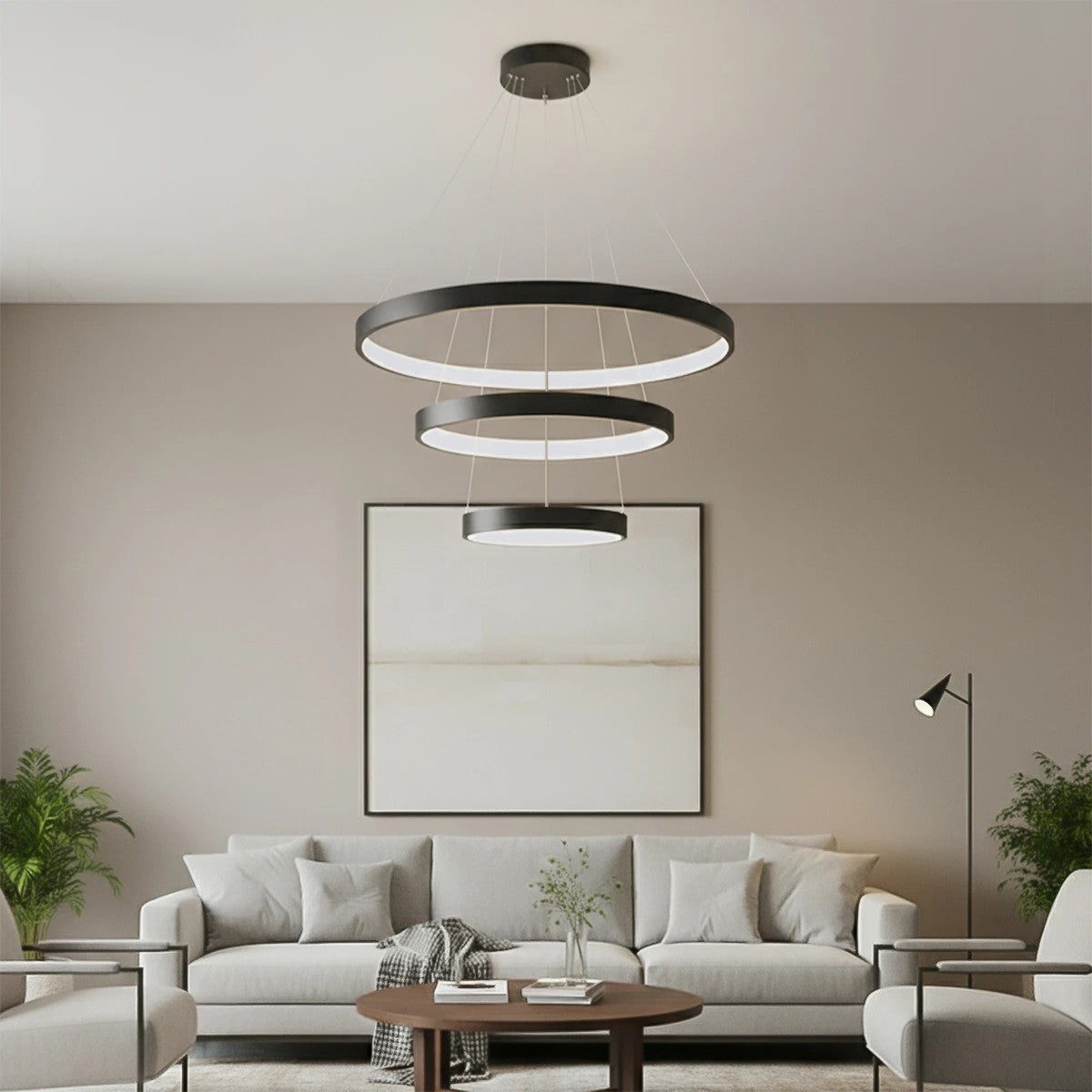 NEMESIS KLV-101-0217 Κρεμαστό Φωτιστικό Οροφής LED 100W 10000lm 180° AC 220-240V IP20 Ρυθμιζόμενο Λευκό CCT με Χειριστήριο από 2700K έως 6000K Dimmable - Lumileds SMD Chip - Μαύρο Ματ - Μ60 x Π60 x Υ60