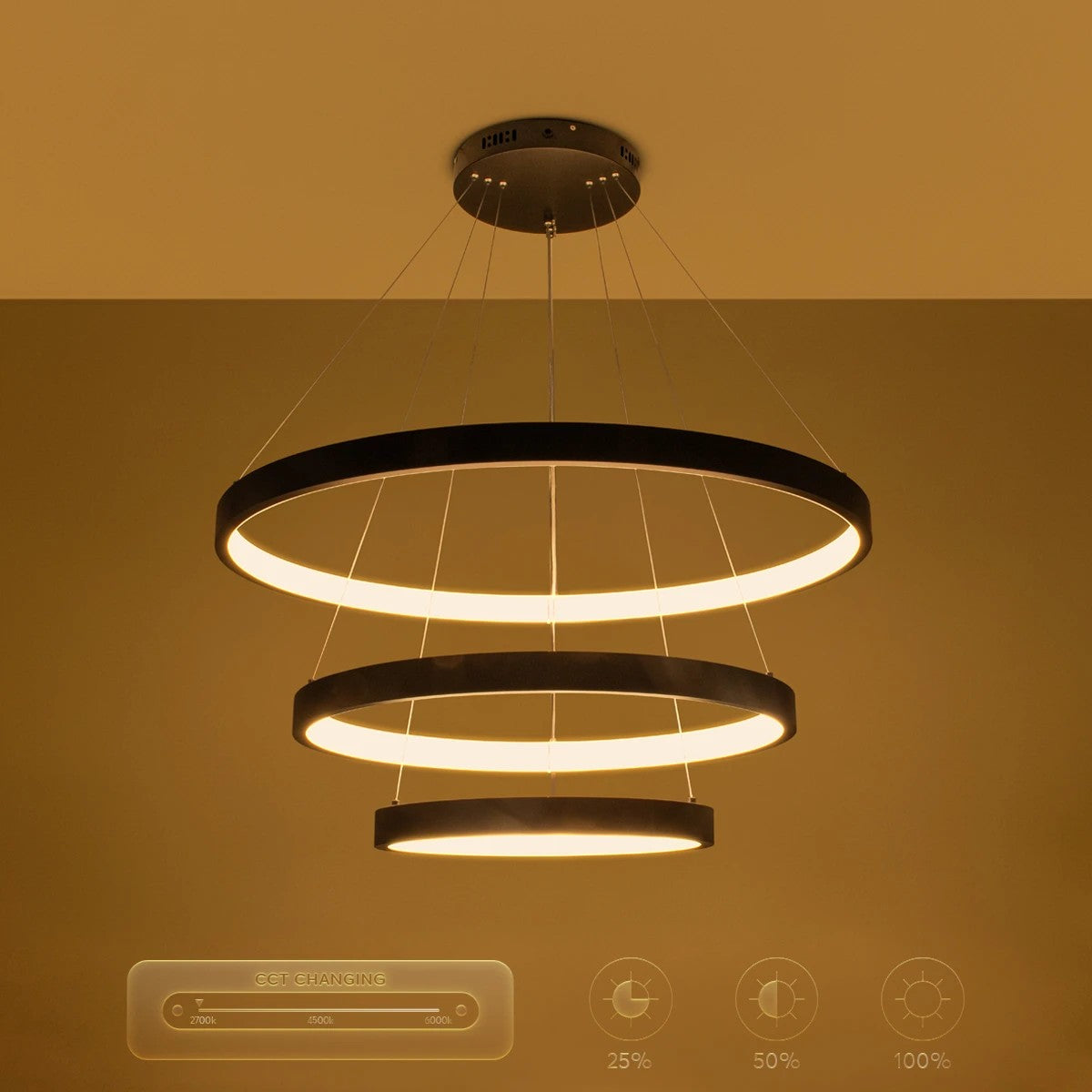 NEMESIS KLV-101-0220-V2 Κρεμαστό Φωτιστικό Οροφής LED 120W 12000lm 180° AC 220-240V IP20 Ρυθμιζόμενο Λευκό CCT με Χειριστήριο από 2700K έως 6000K Dimmable - Lumileds SMD Chip - Μαύρο Ματ - Μ80 x Π80 x Υ80