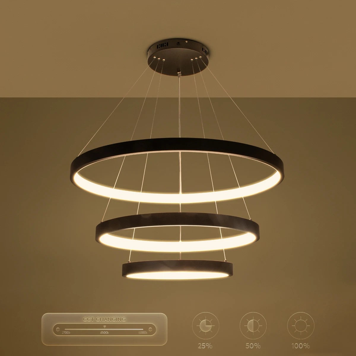 NEMESIS KLV-101-0220-V2 Κρεμαστό Φωτιστικό Οροφής LED 120W 12000lm 180° AC 220-240V IP20 Ρυθμιζόμενο Λευκό CCT με Χειριστήριο από 2700K έως 6000K Dimmable - Lumileds SMD Chip - Μαύρο Ματ - Μ80 x Π80 x Υ80