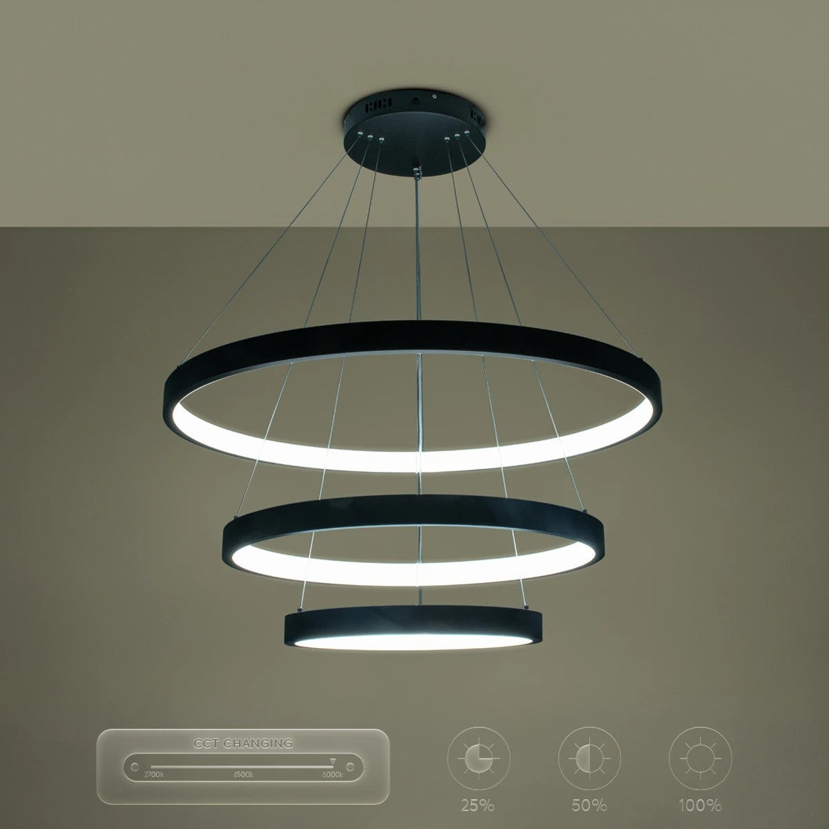 NEMESIS KLV-101-0220 Κρεμαστό Φωτιστικό Οροφής LED 120W 12000lm 180° AC 220-240V IP20 Ρυθμιζόμενο Λευκό CCT με Χειριστήριο από 2700K έως 6000K Dimmable - Lumileds SMD Chip - Μαύρο Ματ - Μ80 x Π80 x Υ80
