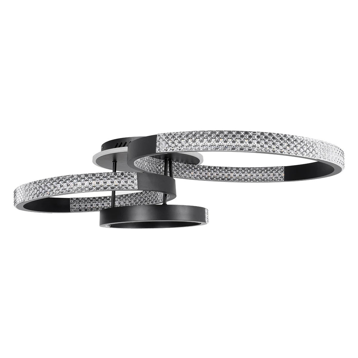 DIAMOND KLV-101-0223 Φωτιστικό Οροφής LED 67W 6700lm 360° AC 220-240V IP20 Ρυθμιζόμενο Λευκό CCT με Χειριστήριο από 2700K έως 6000K Dimmable - Lumileds SMD Chip - Μαύρο Ματ - Μ60 x Π40 x Υ14