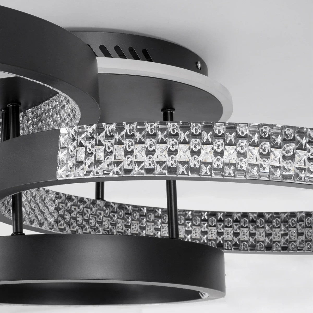 DIAMOND KLV-101-0223 Φωτιστικό Οροφής LED 67W 6700lm 360° AC 220-240V IP20 Ρυθμιζόμενο Λευκό CCT με Χειριστήριο από 2700K έως 6000K Dimmable - Lumileds SMD Chip - Μαύρο Ματ - Μ60 x Π40 x Υ14